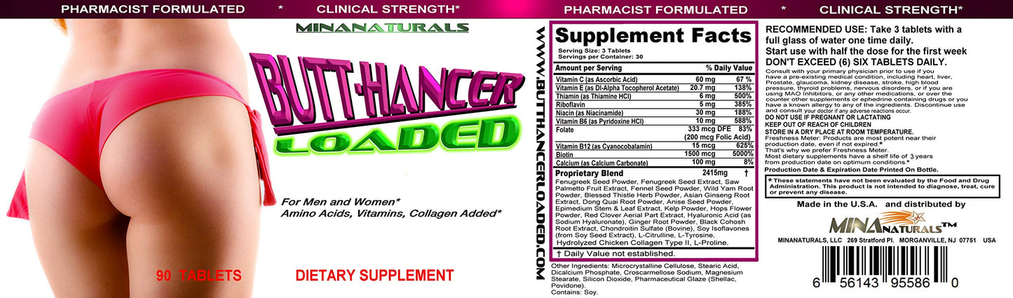 MINANATURALS BUTTHANCER Butt Enlargement & Enhancement Pills 90 Tablets