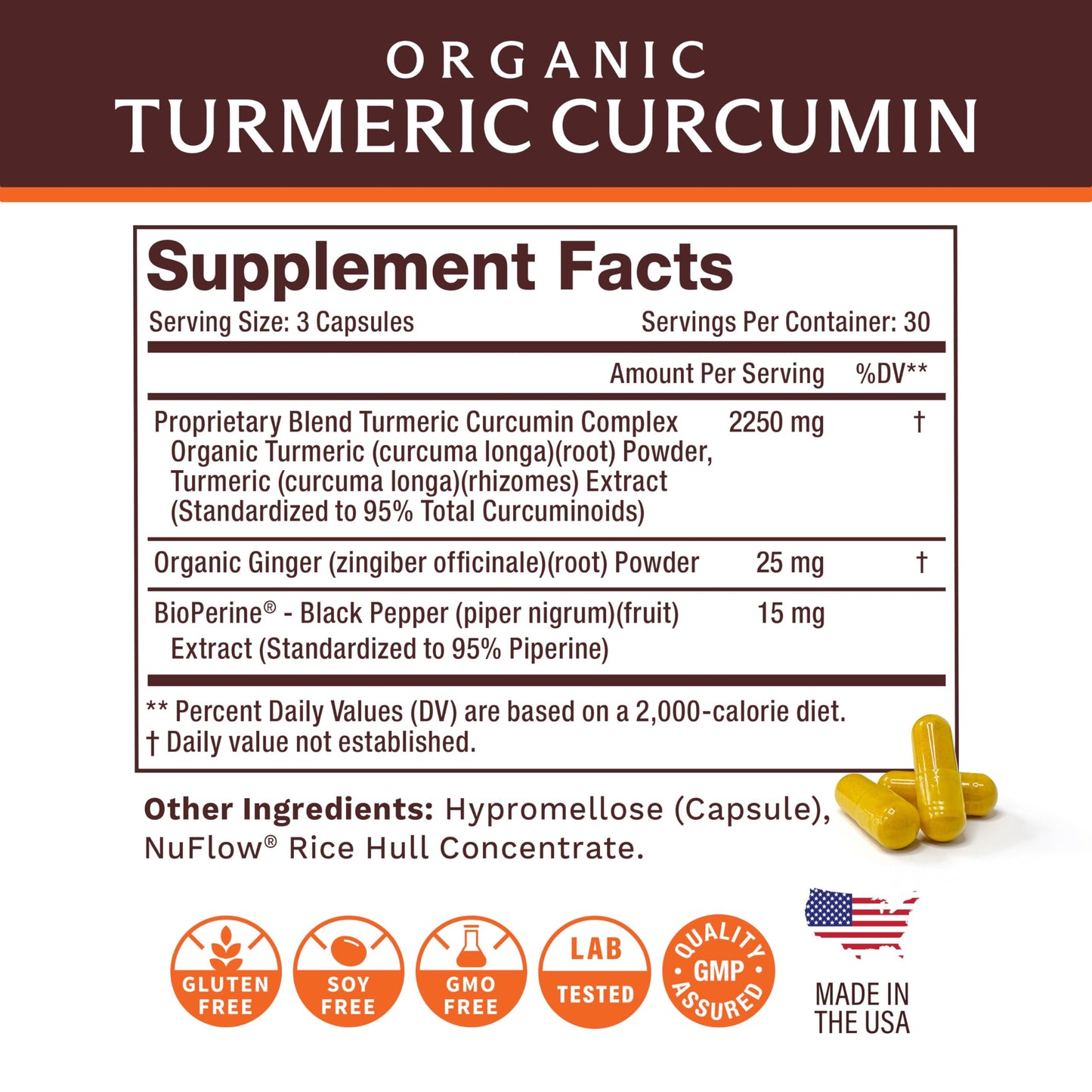 Life's Fortune Organic Turmeric Curcumin with Black Pepper and Ginger Capsule, 90 Count