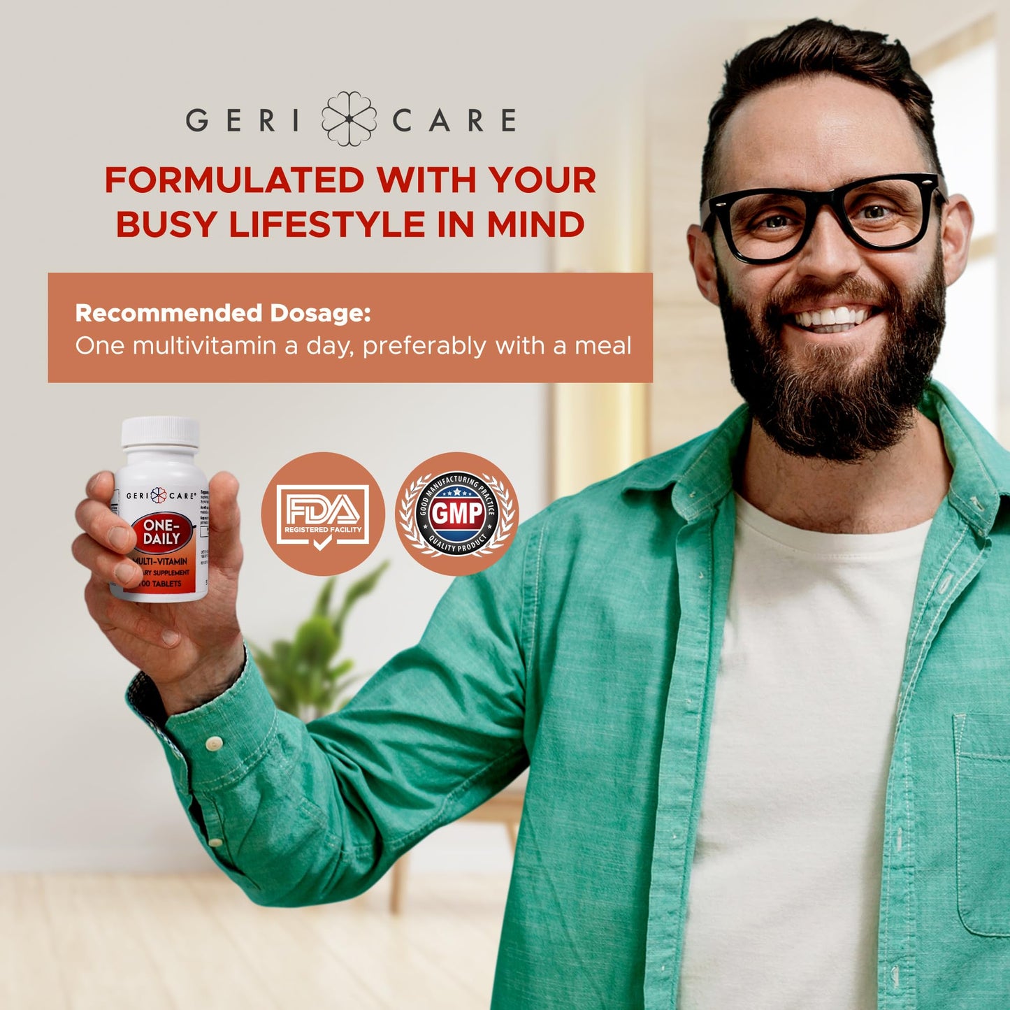 GeriCare One-Daily Multivitamin Tablets, 100 Count