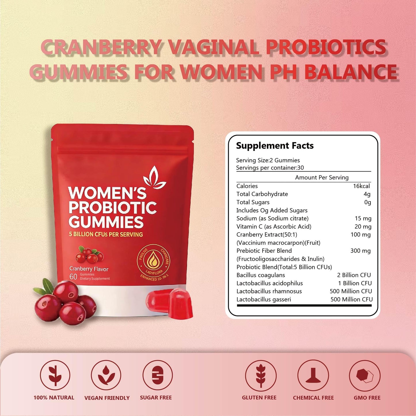NIGUMR Women's Probiotic Gummies 60 Count
