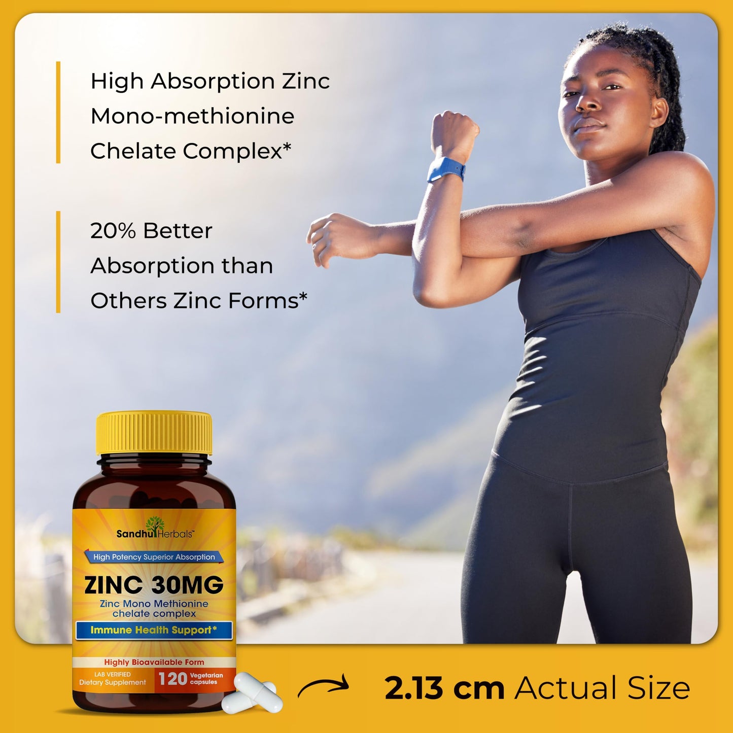SANDHUHERBALS Zinc 30mg Capsules 120 Count