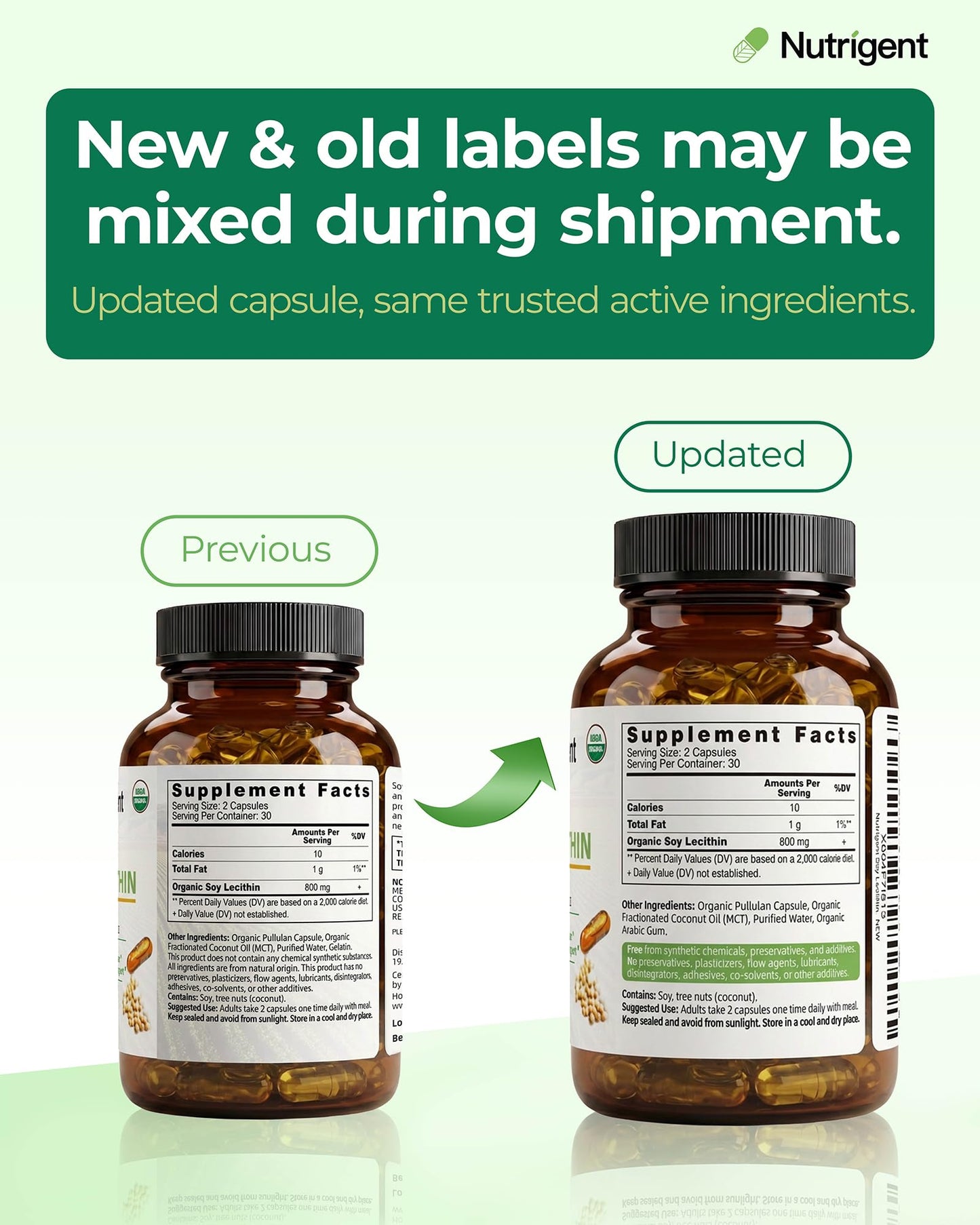 Nutrigent Soy Lecithin Supplement Capsule, 60 Count