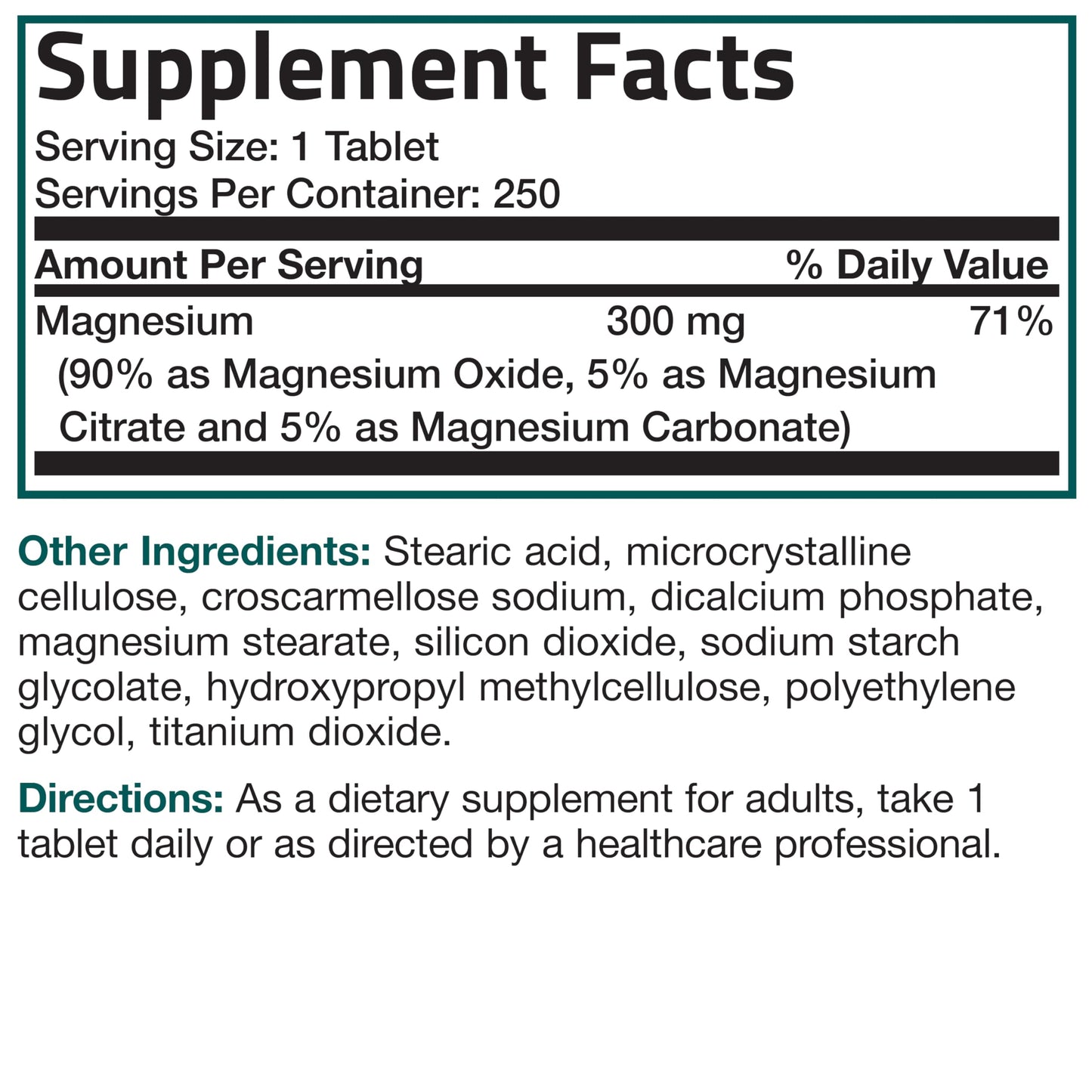 Bronson Triple Magnesium Complex Maximum Coverage 300mg - Non-GMO Formula Tablets 250