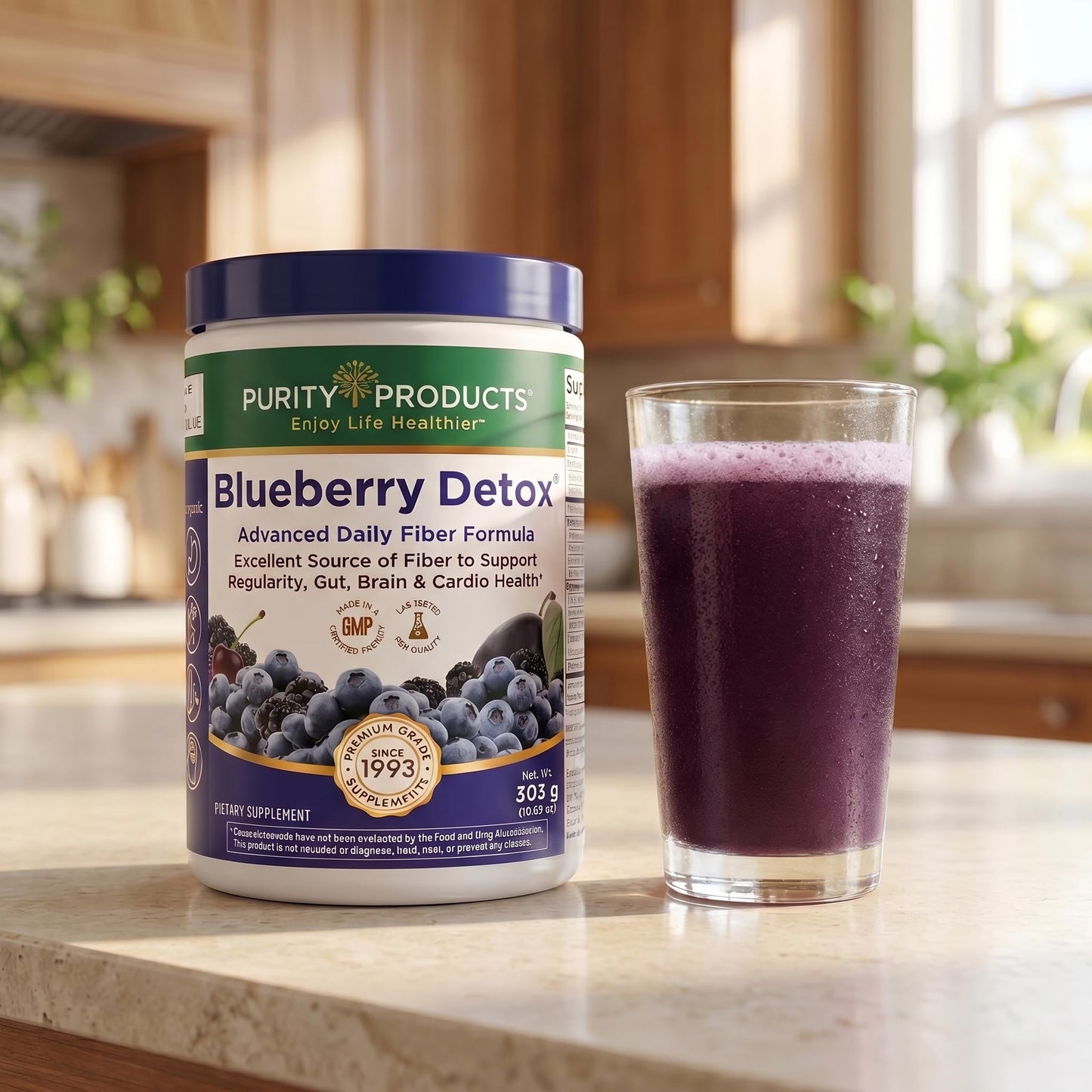 Purity Products Advanced Blueberry Detox Daily Fiber Formula Powder 10.69 Ounce