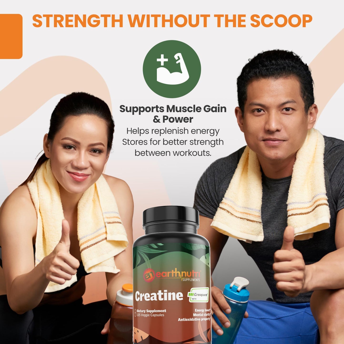 EarthNutri Creatine Monohydrate Capsules 105 Capsules