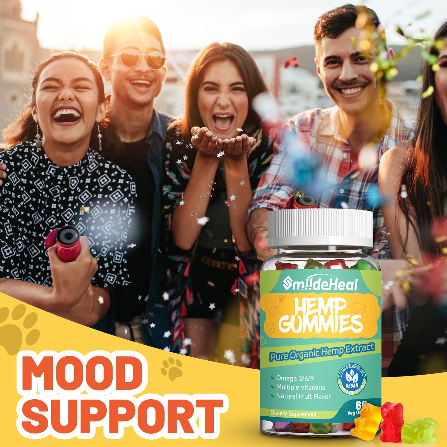 SmildeHeal Organic Hemp Gummies, Gummy, 180 Gummies