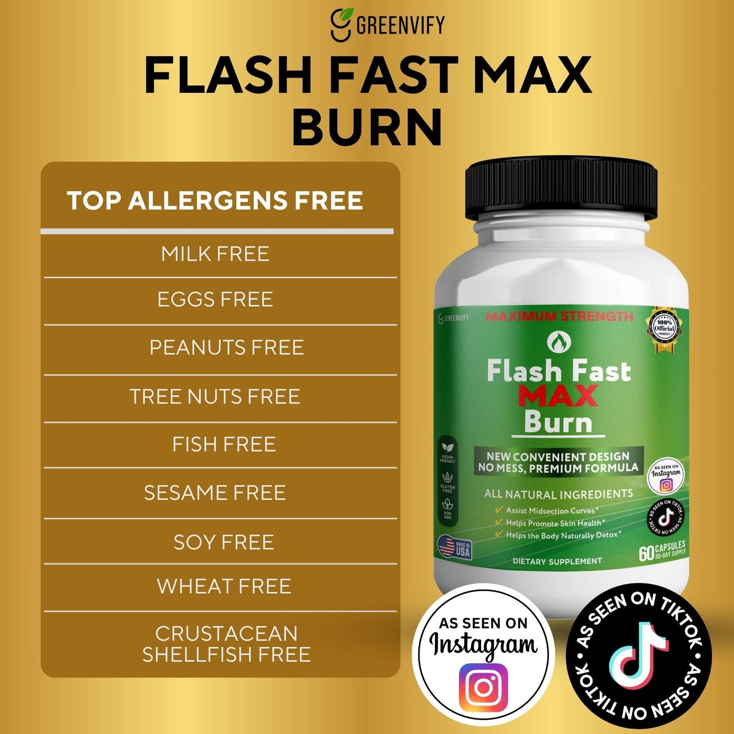 GREENVIFY Flash Fast Max Supplement Capsules, 60 Count