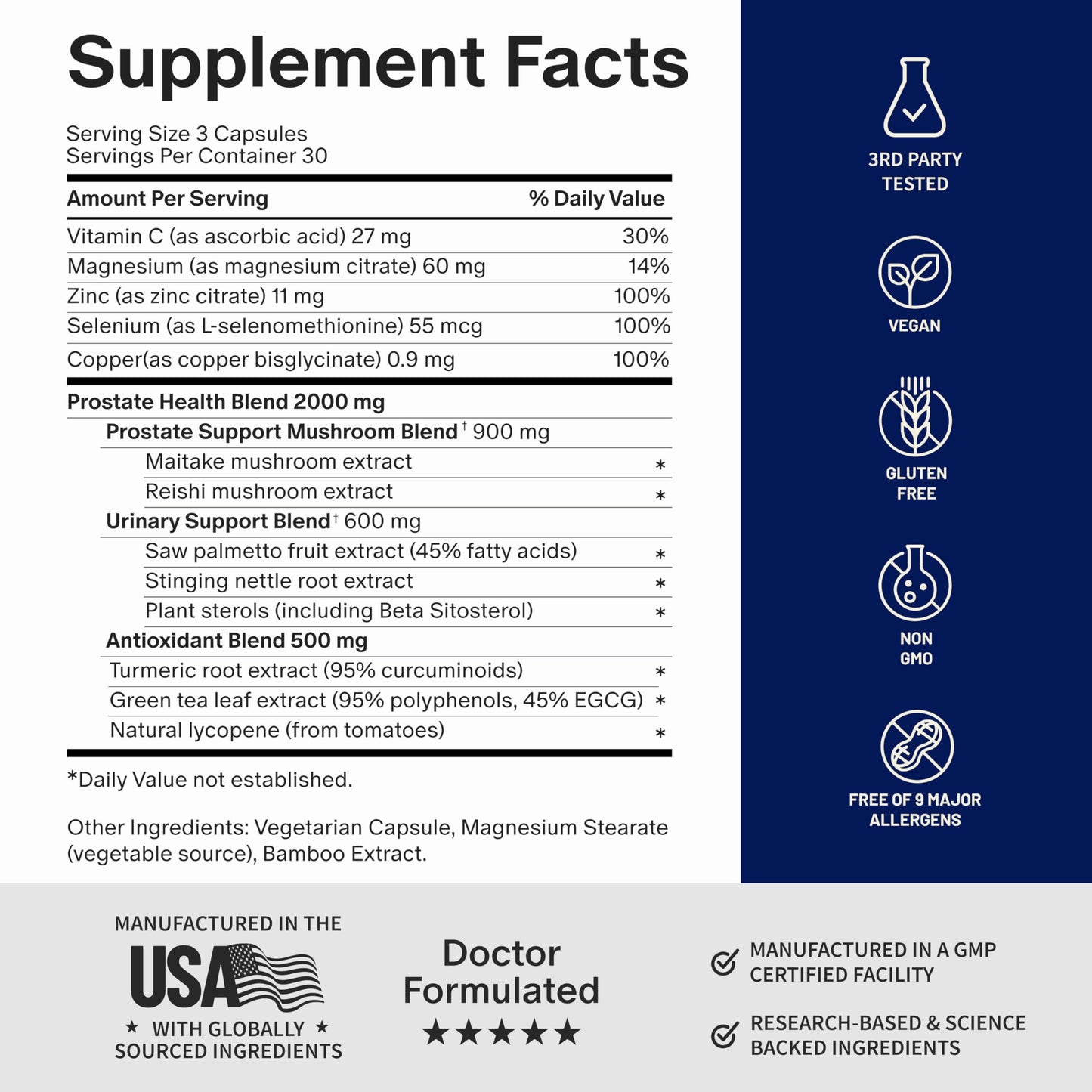 Snap Supplements Prostate Health Supplements for Men Capsule, 180 Capsules