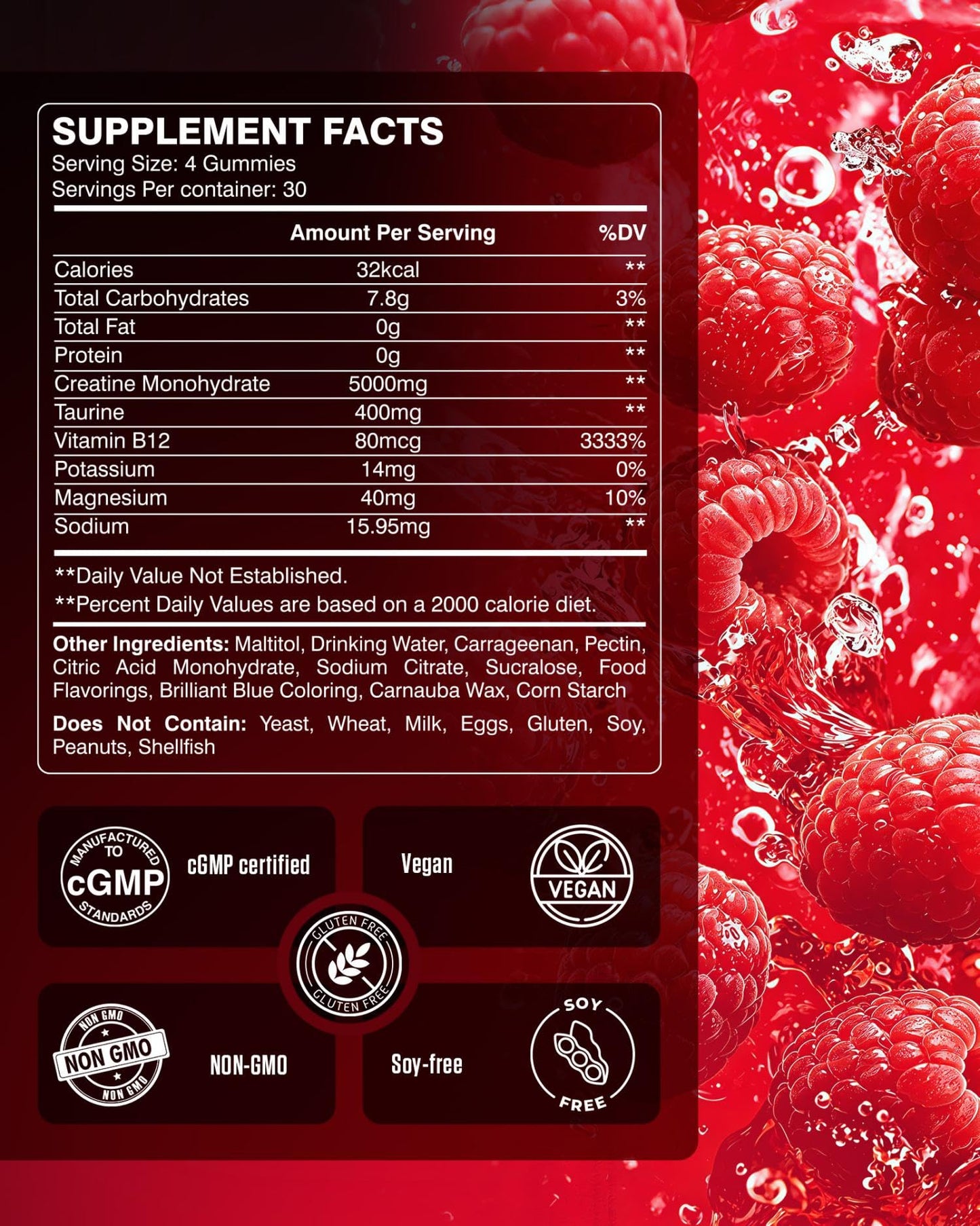 ARDORACON Creatine Gummies 6-in-1 with Taurine + Electrolytes Gummy 115 Count