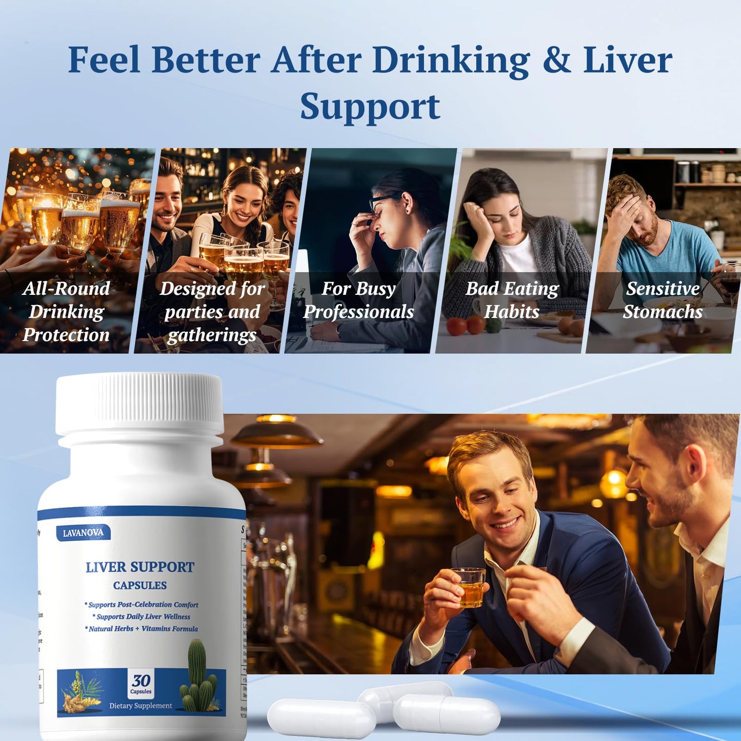 LAVANOVA DHM Pre-Drink & Liver Support Supplement with Dihydromyricetin, Milk Thistle & L-Cysteine, 30 Capsules