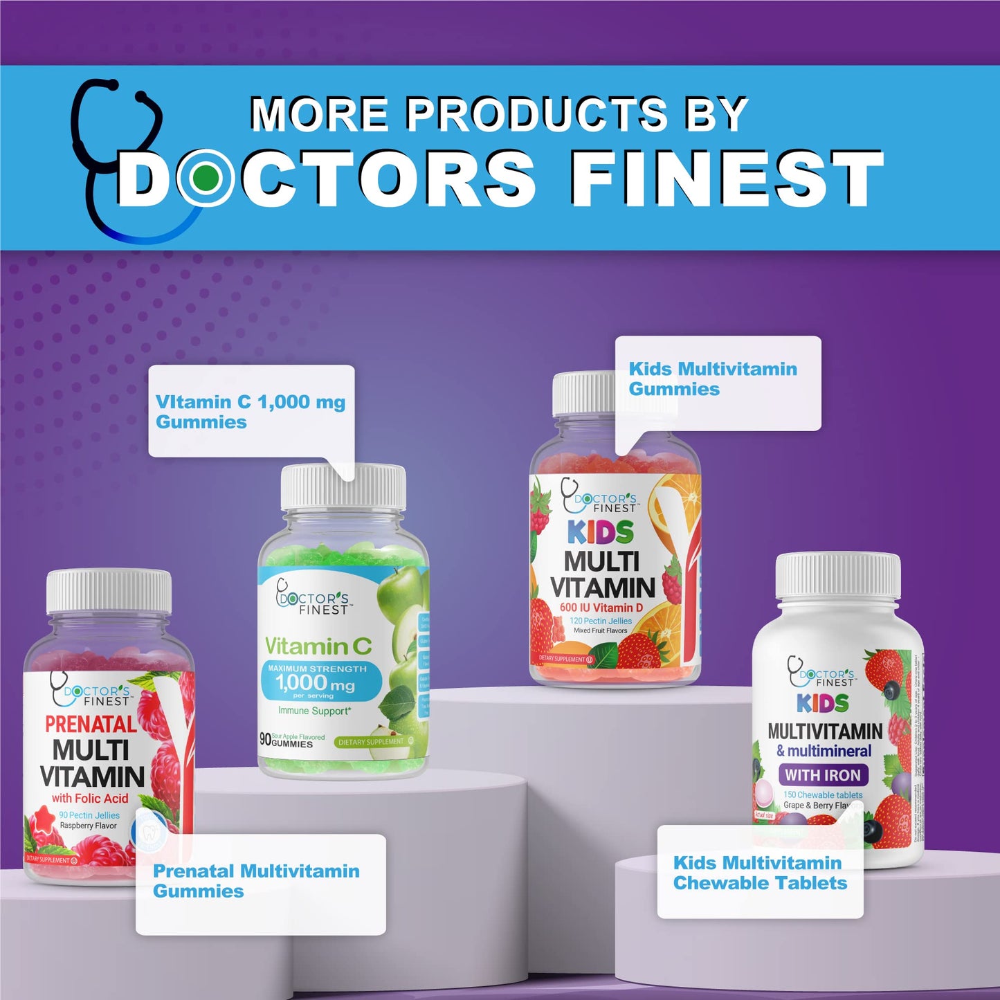 Doctors Finest Iron 10mg Vitamin C Gummies, 60 Gummies