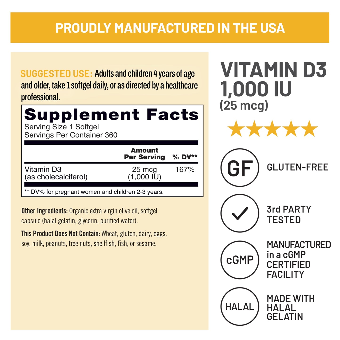 NatureWise Vitamin D3 1000iu (25 mcg) 1-Year Supply for Immune Support, Healthy Muscle Function, and Bone Health Softgels 360