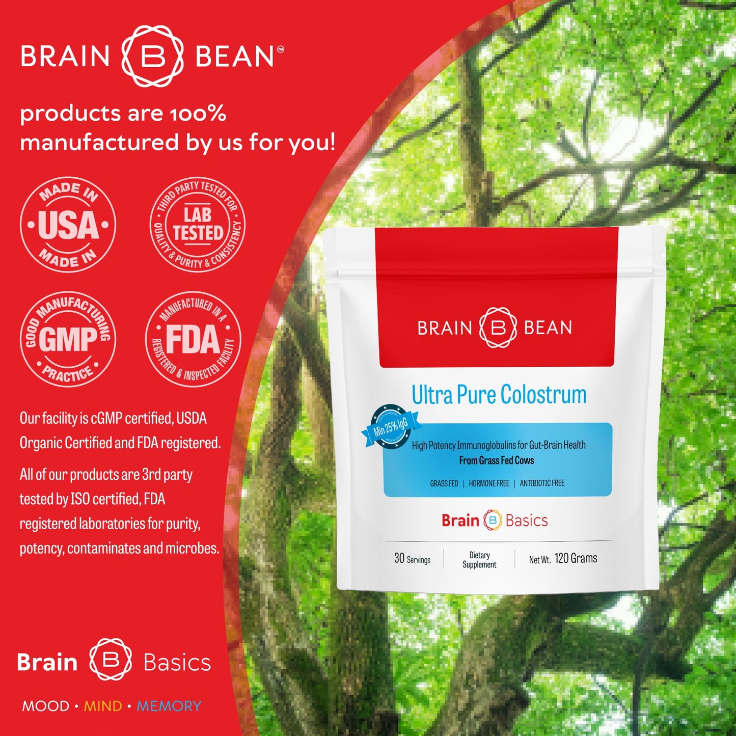 Brain Bean Brain Basics Ultra-Pure Colostrum Powder, 4.23 oz