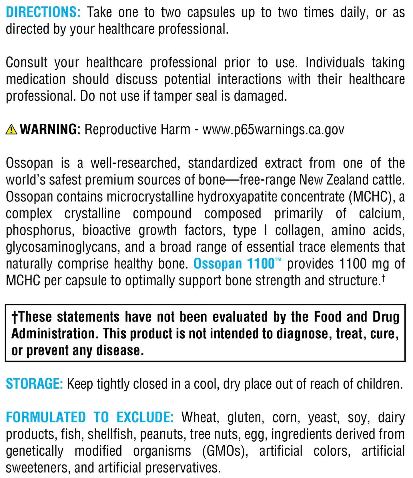 XYMOGEN Ossopan 1100 MCHC Bone Matrix Formula - Bone Metabolism & Skeletal Support, 120 Capsules