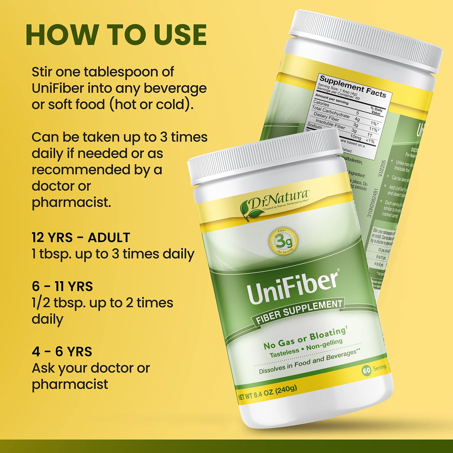 DrNatura Unifiber Natural Fiber Supplement Powder 8.4 Ounce