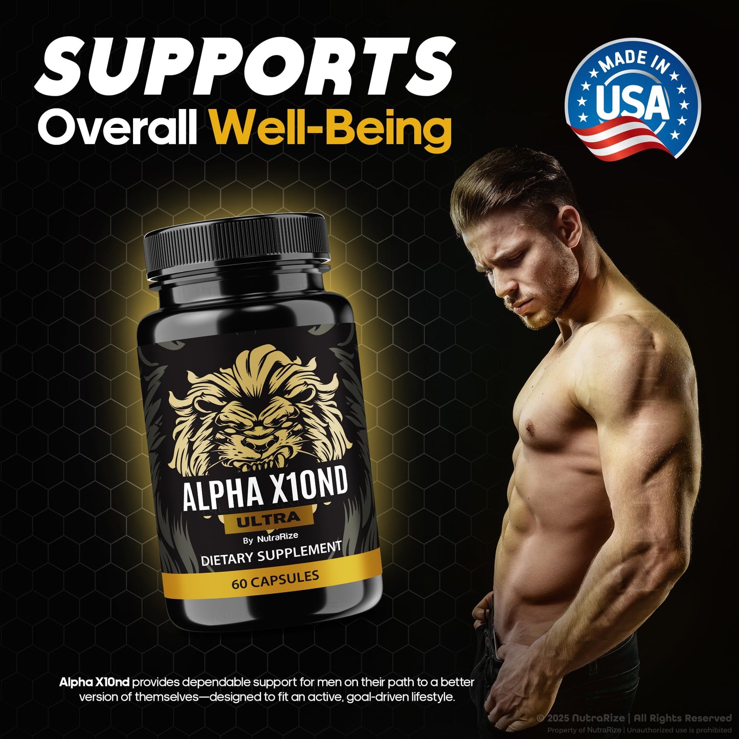 Rize Labs Alpha X10nd Ultra for Men Capsules, 60 Count