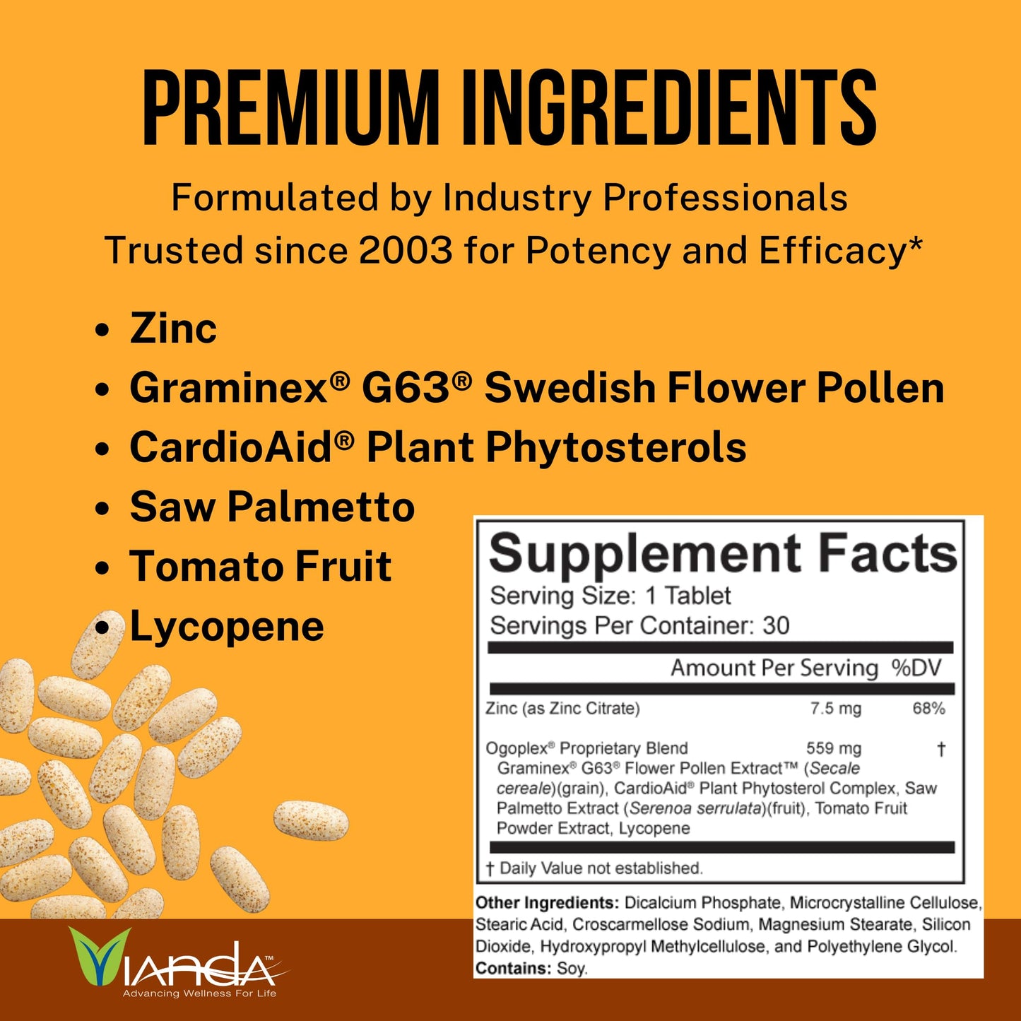 ogoplex Male Prostate Health and Urinary Support Supplement with Graminex Swedish Flower Pollen, Saw Palmetto, Phytosterols & Lycopene - 360 Tablets