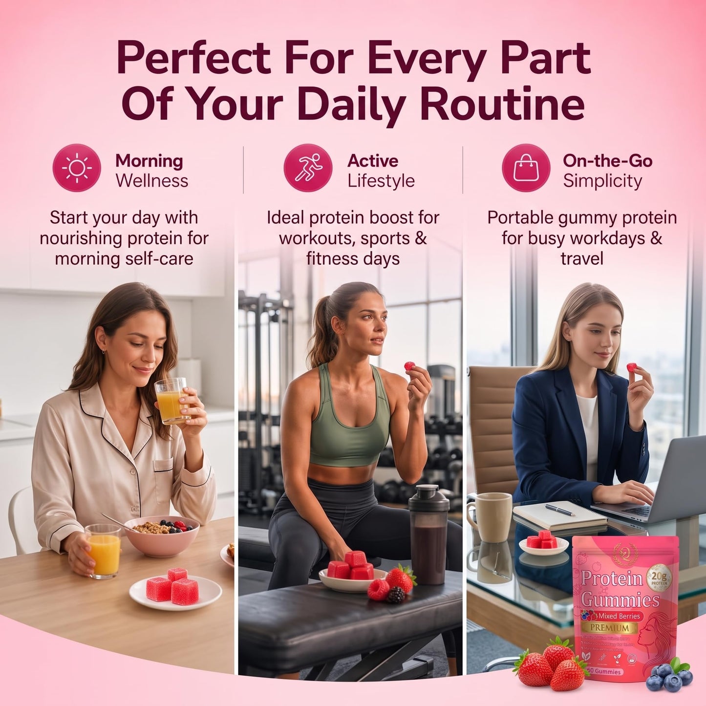 SERSANVE Protein Gummies for Women and Men with Collagen, 60 Gummies