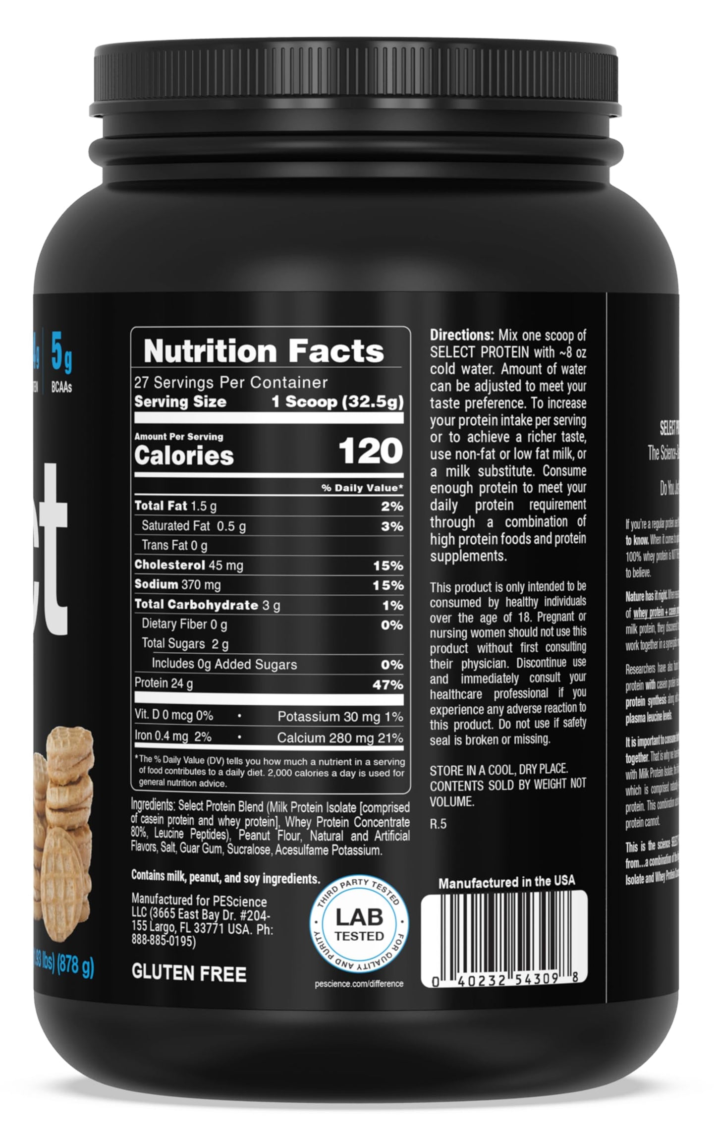 PEScience Select Protein Powder, Whey and Casein Blend, Lean Protein Powder for Women and Men, Peanut Butter Cookie, 31 Servings