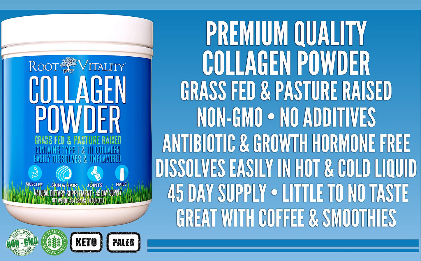 Root Vitality Collagen Peptides Powder 10.5 Ounce