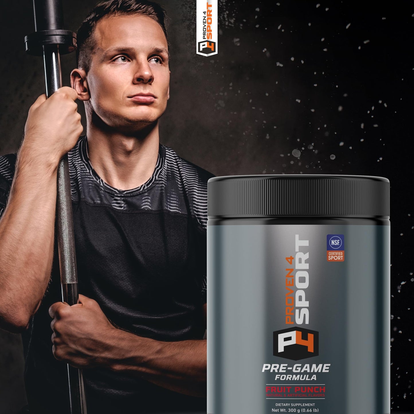 Proven4 Sport Pre Workout Powder with Creatine, Beta-Alanine and Caffeine, NSF Certified, Fruit Punch, 10.58 Ounce