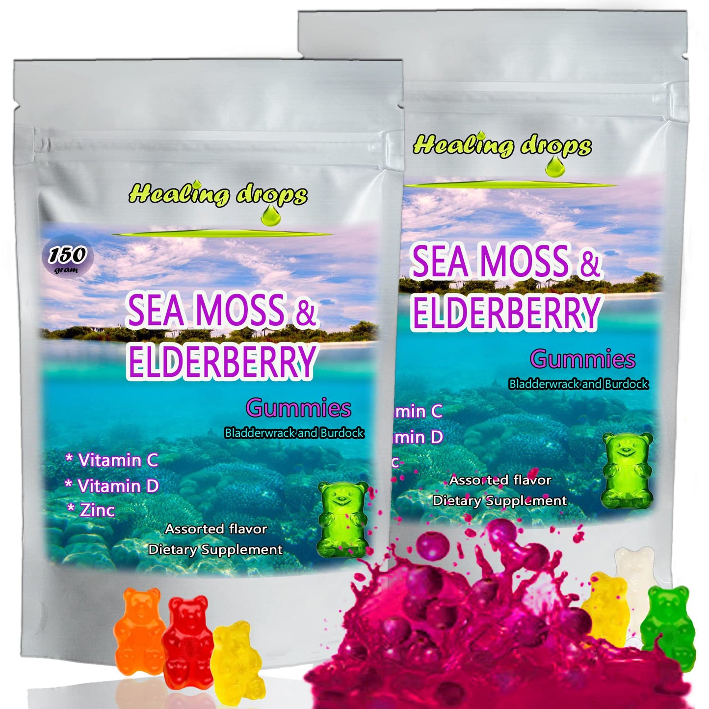 Healing Drops Irish Sea Moss Gummies Chewable 100