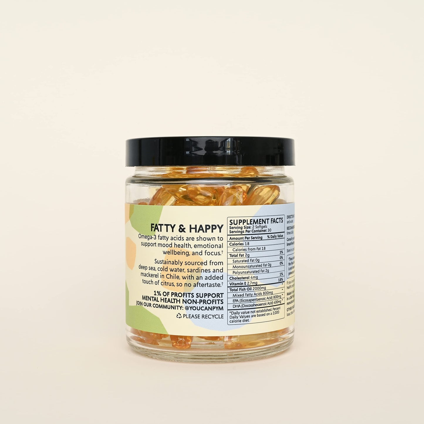 PYM Health Omega-3 Supplement for Mood and Emotional Support 60 Capsules