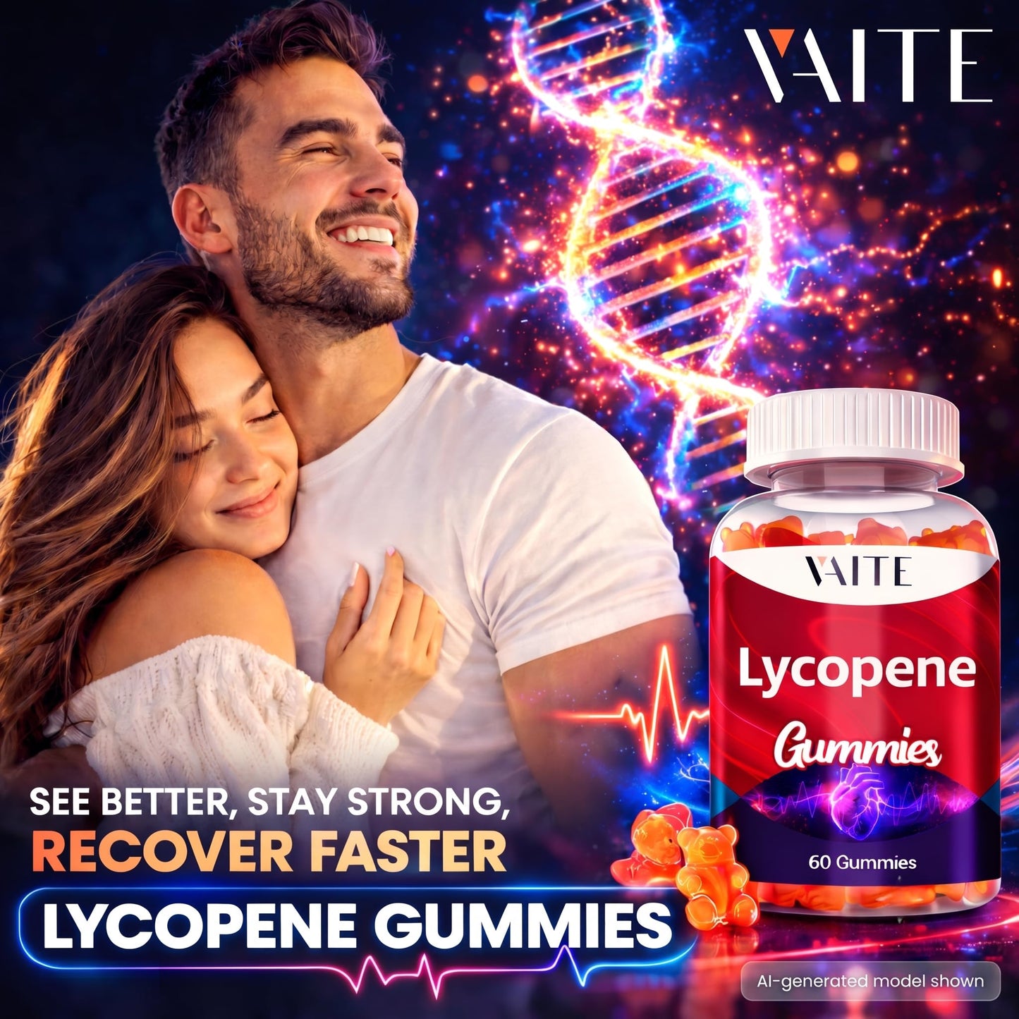 VAITE Lycopene Supplements for Men & Women 75mg 60 Gummies