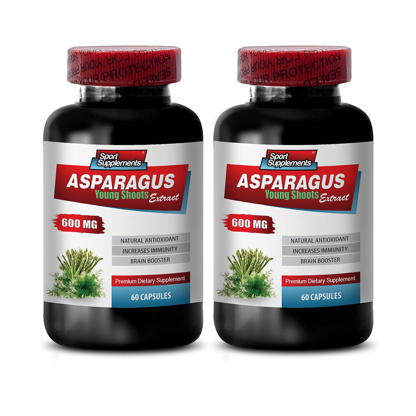 Sport Supplements Asparagus Extract 600 mg Capsules, 120 Count