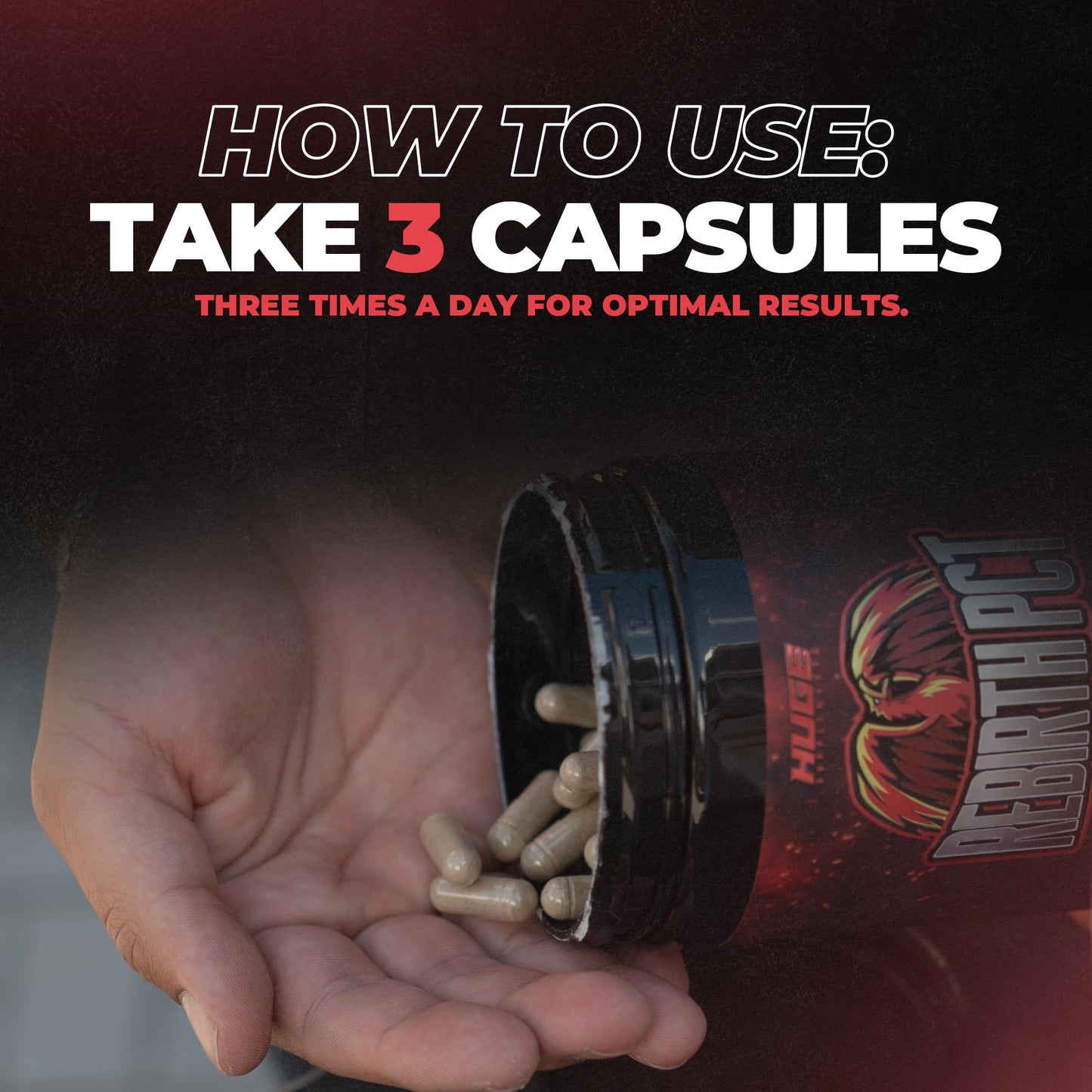 Huge Supplements Rebirth PCT Supplement for Men Capsule, 270 Count