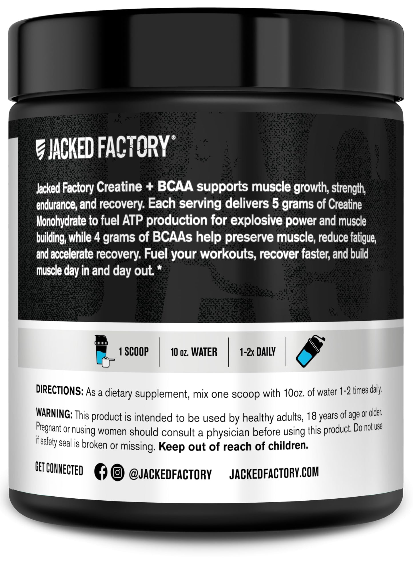 Jacked Factory Creatine Monohydrate + BCAAs Powder, 30 Servings