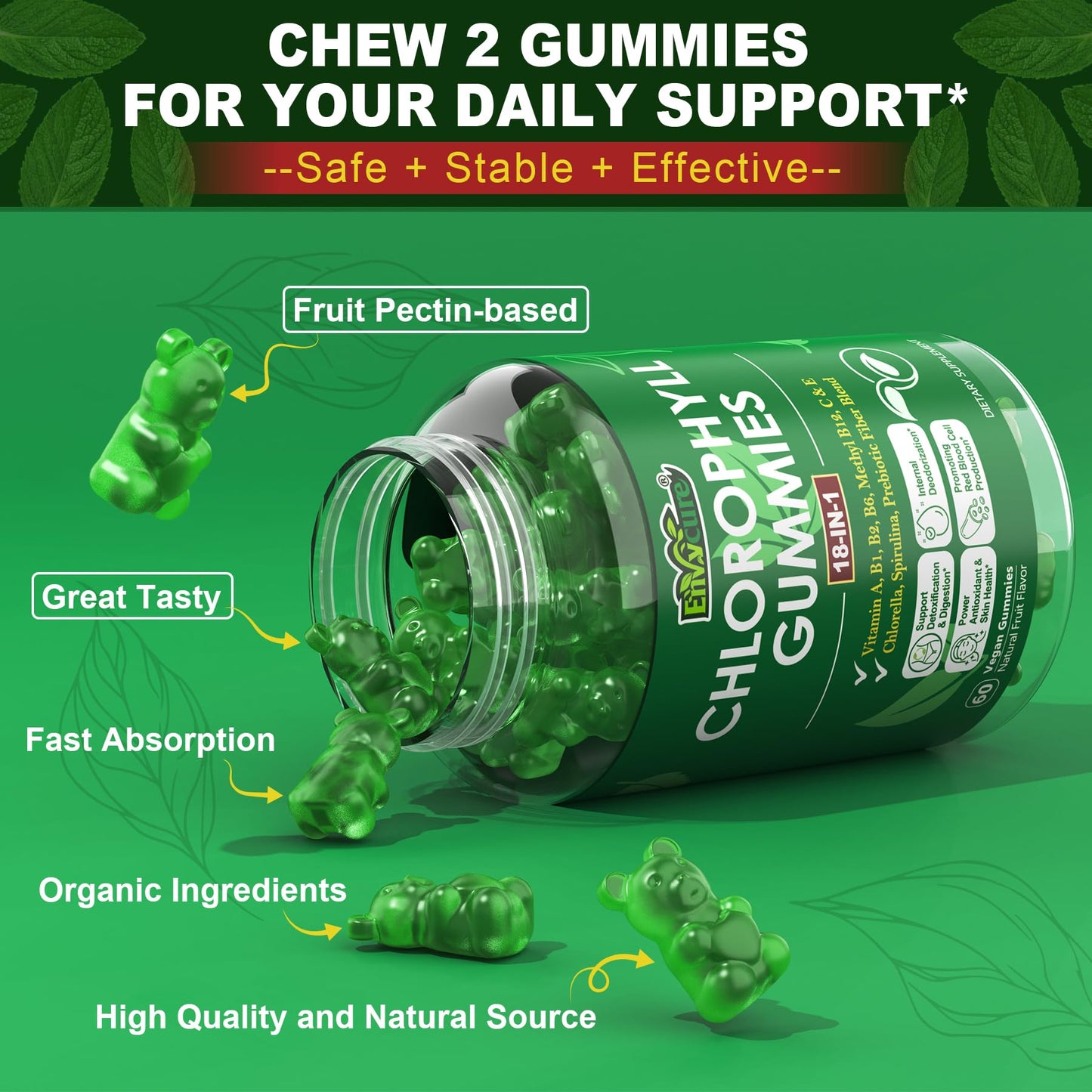 EnvyCure Chlorophyll Gummies 120 Gummies