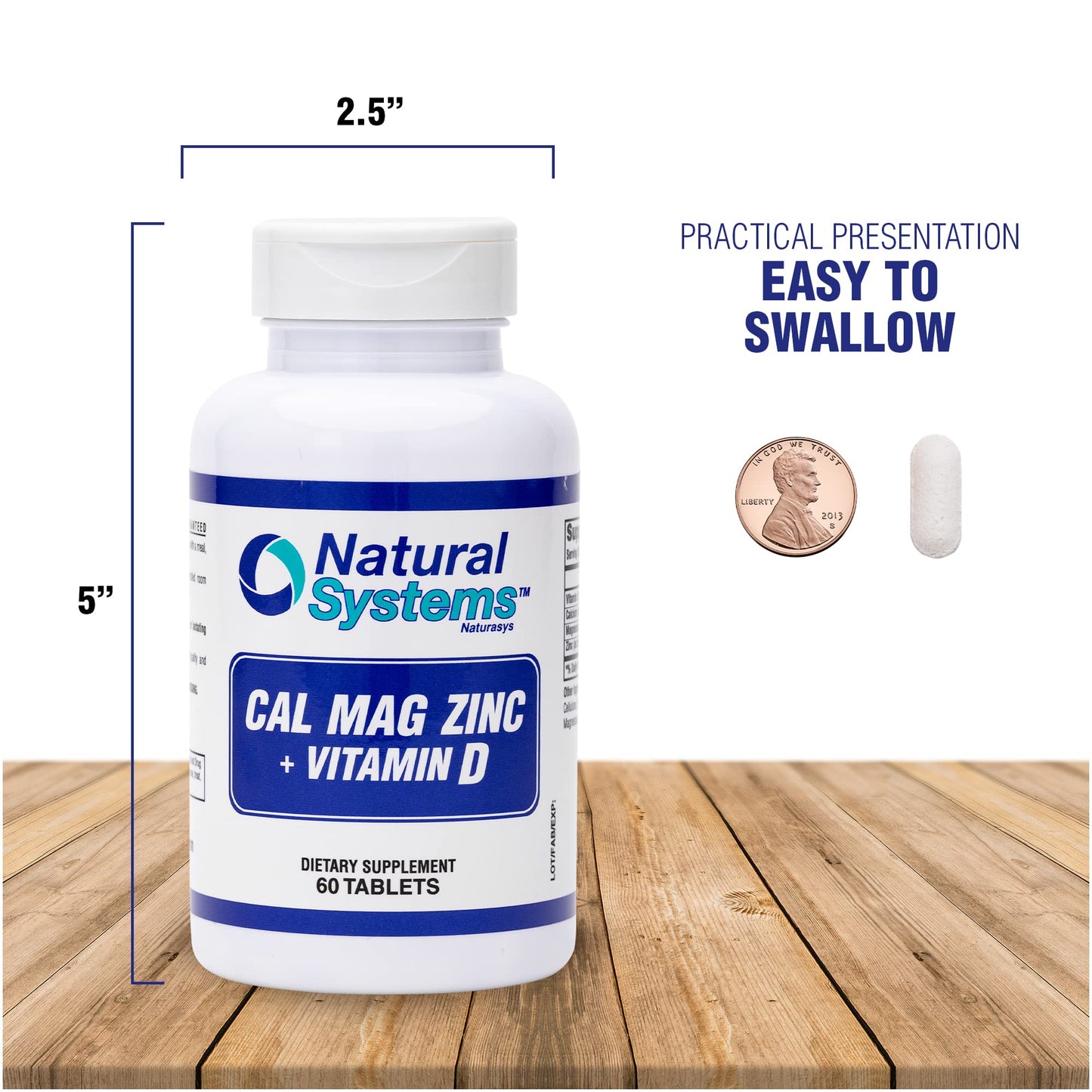 Natural Systems Naturasys Calcium Magnesium Zinc Vitamin D Supplement Tablets 60