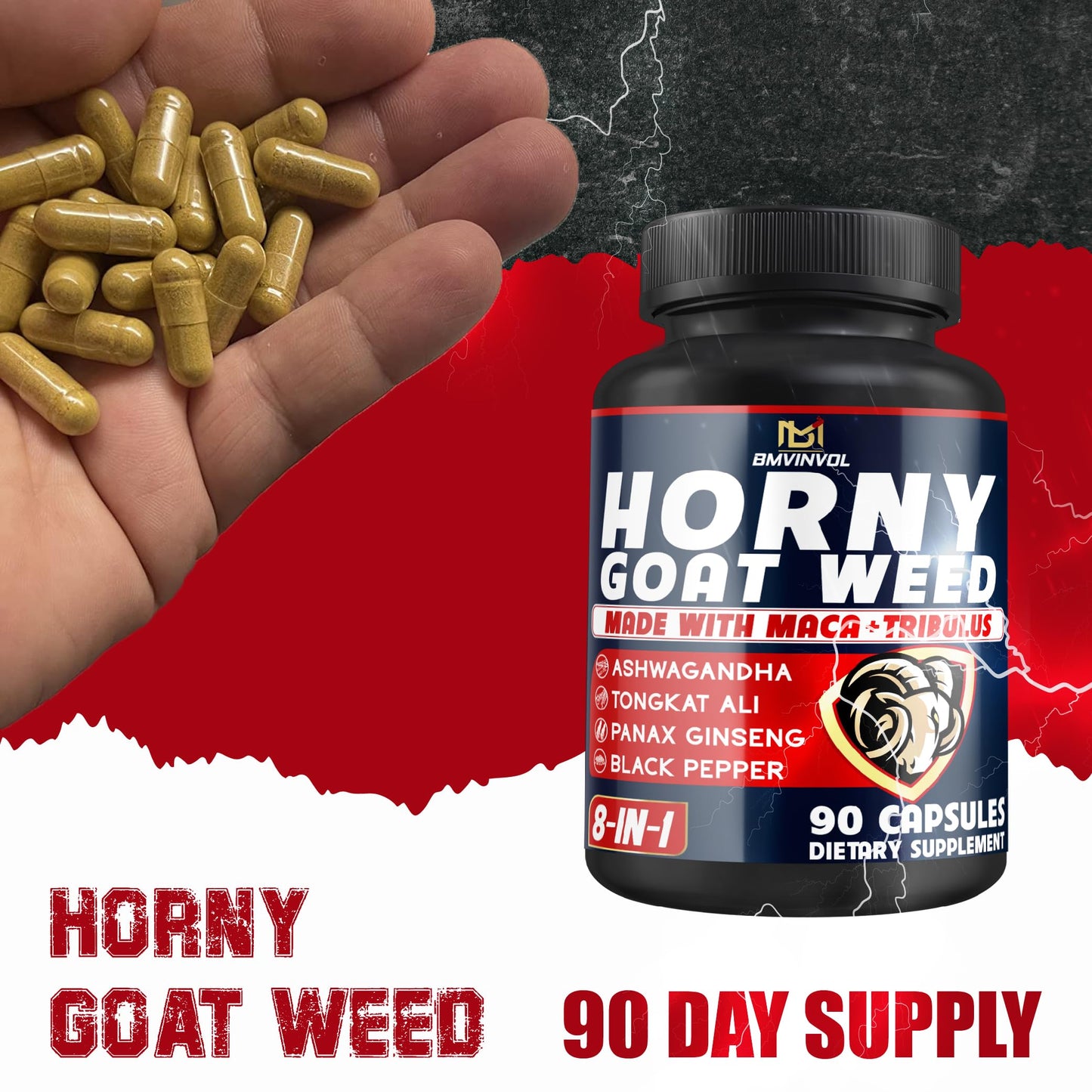 BMVINVOL Horny Goat Weed for Men 90 Capsules