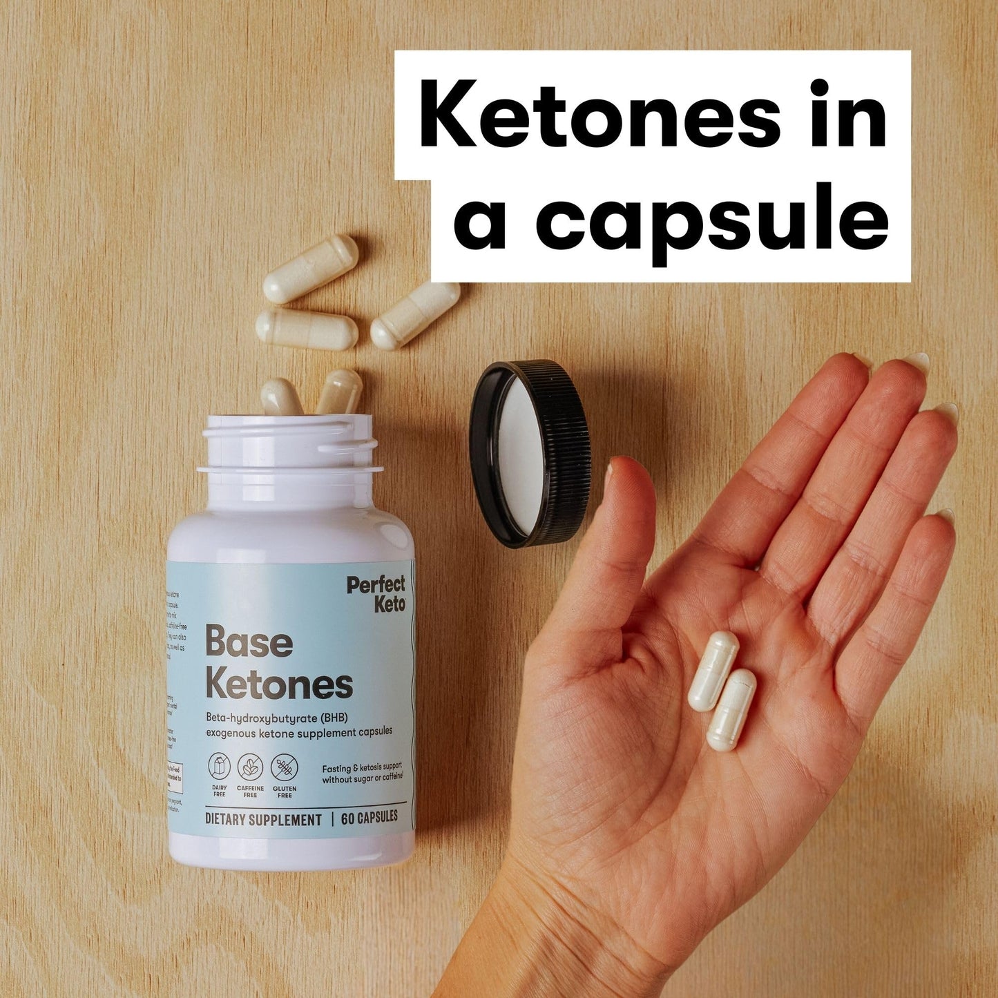 Perfect Keto Beta-Hydroxybutyrate (goBHB) Exogenous Ketones Capsules, 60 Capsules