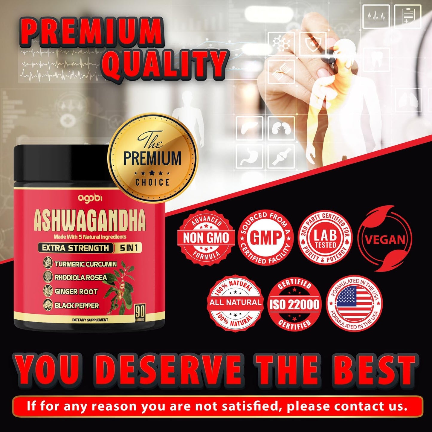 agobi Ashwagandha 5in1 Capsule, 90 Vegan Capsules