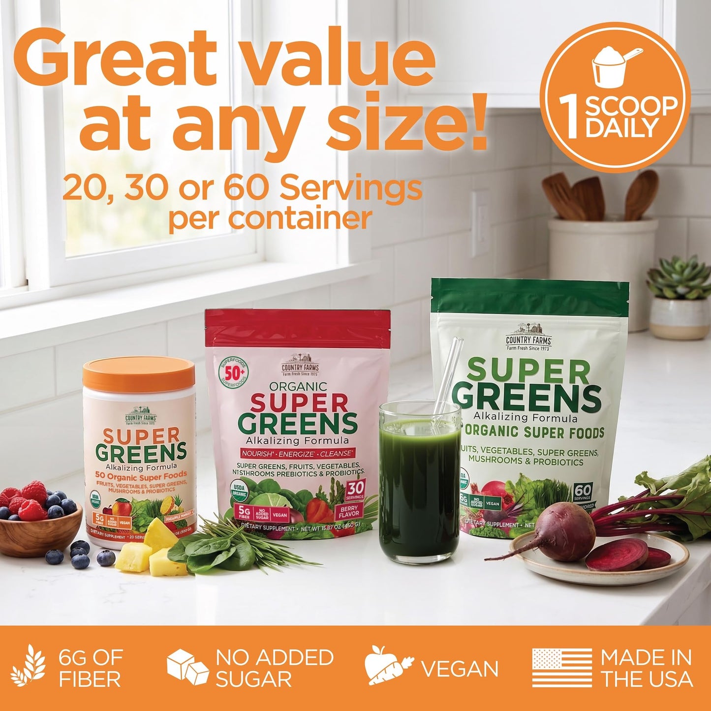 Country Farms Organic Super Greens Powder 10.6 Ounce