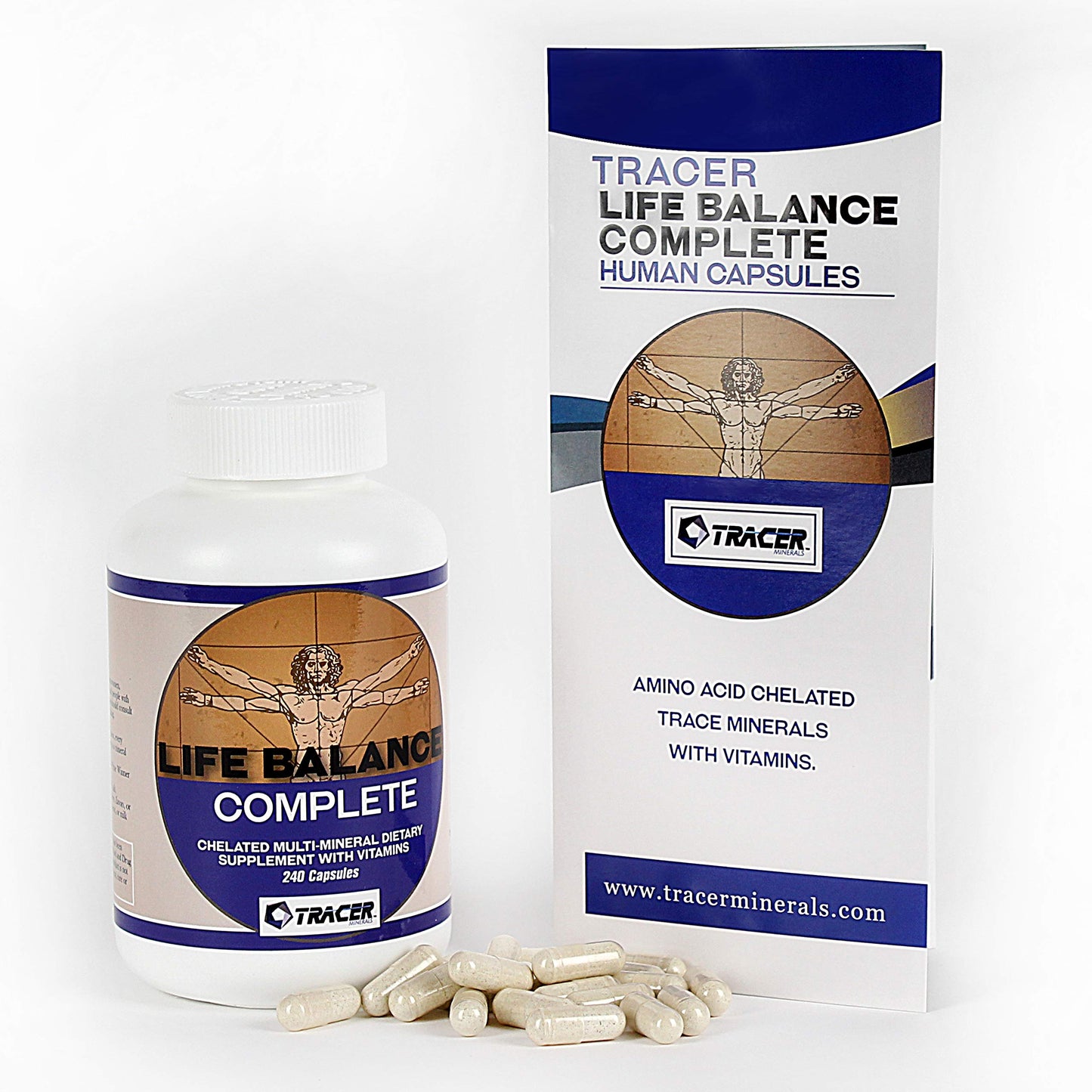 Tracer Minerals Life Balance Complete Chelated Multi-Mineral Dietary Supplement with Vitamins and Real Amino Acid Chelated Trace Minerals, Made in the USA, 240 Capsules