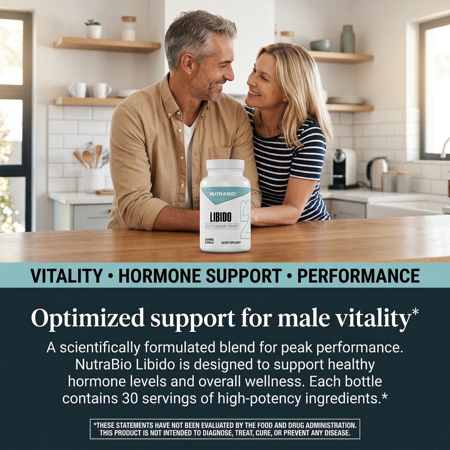NutraBio Libido Supplement - Testosterone Booster for Men, Capsules, 90 Count