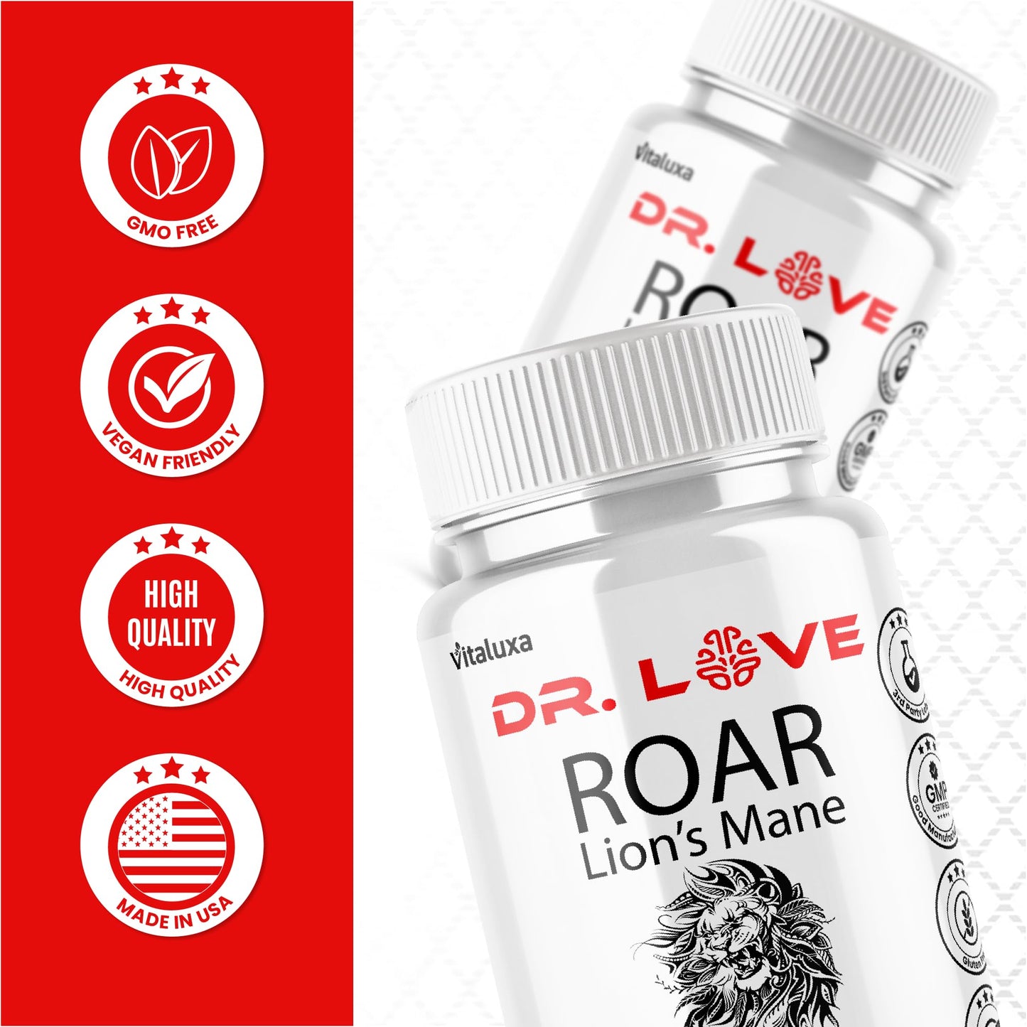 Vitaluxa Dr. Love Roar Lions Mane Supplement Capsules 180 Capsules