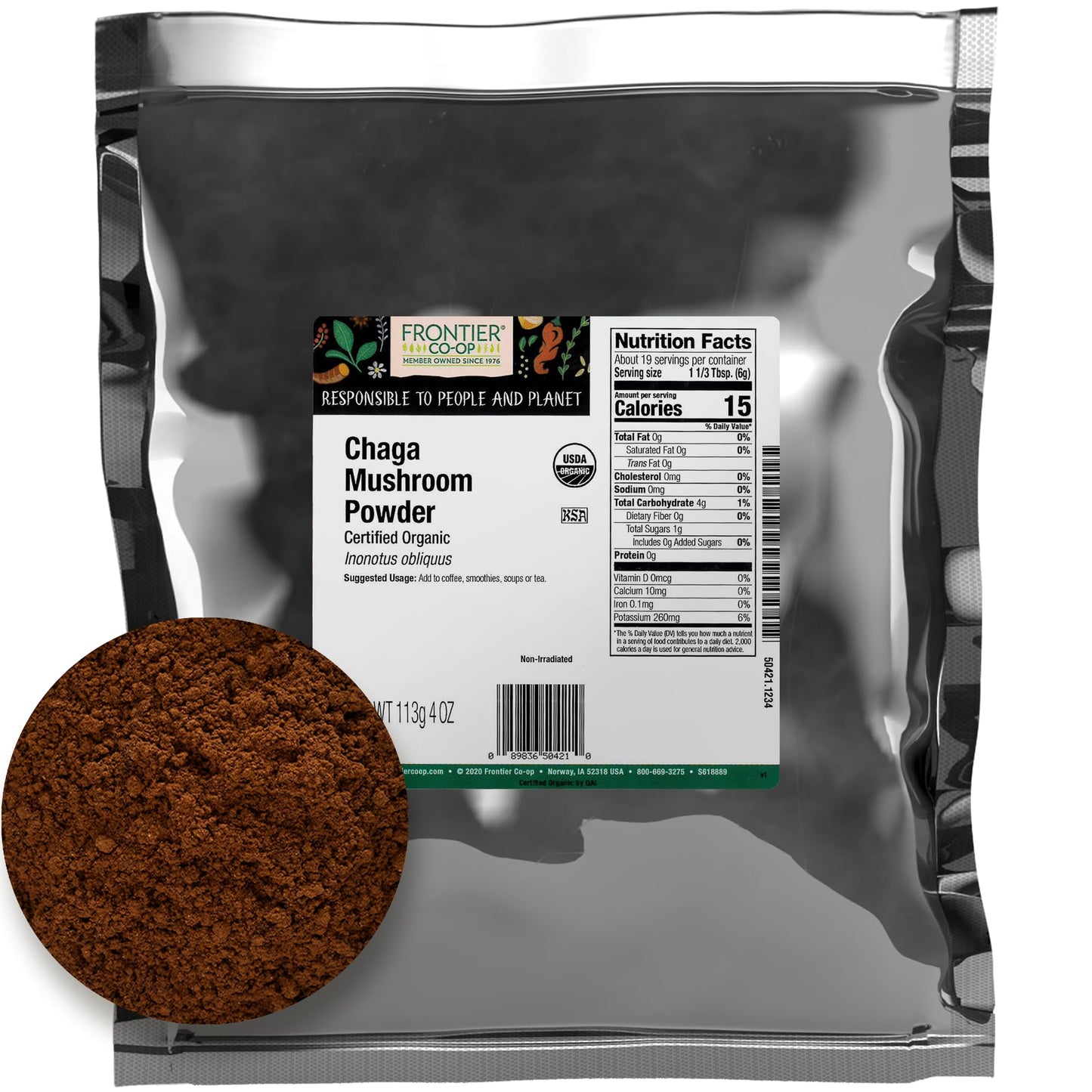 Frontier Co-op Organic Chaga Mushroom Powder 4 Ounce