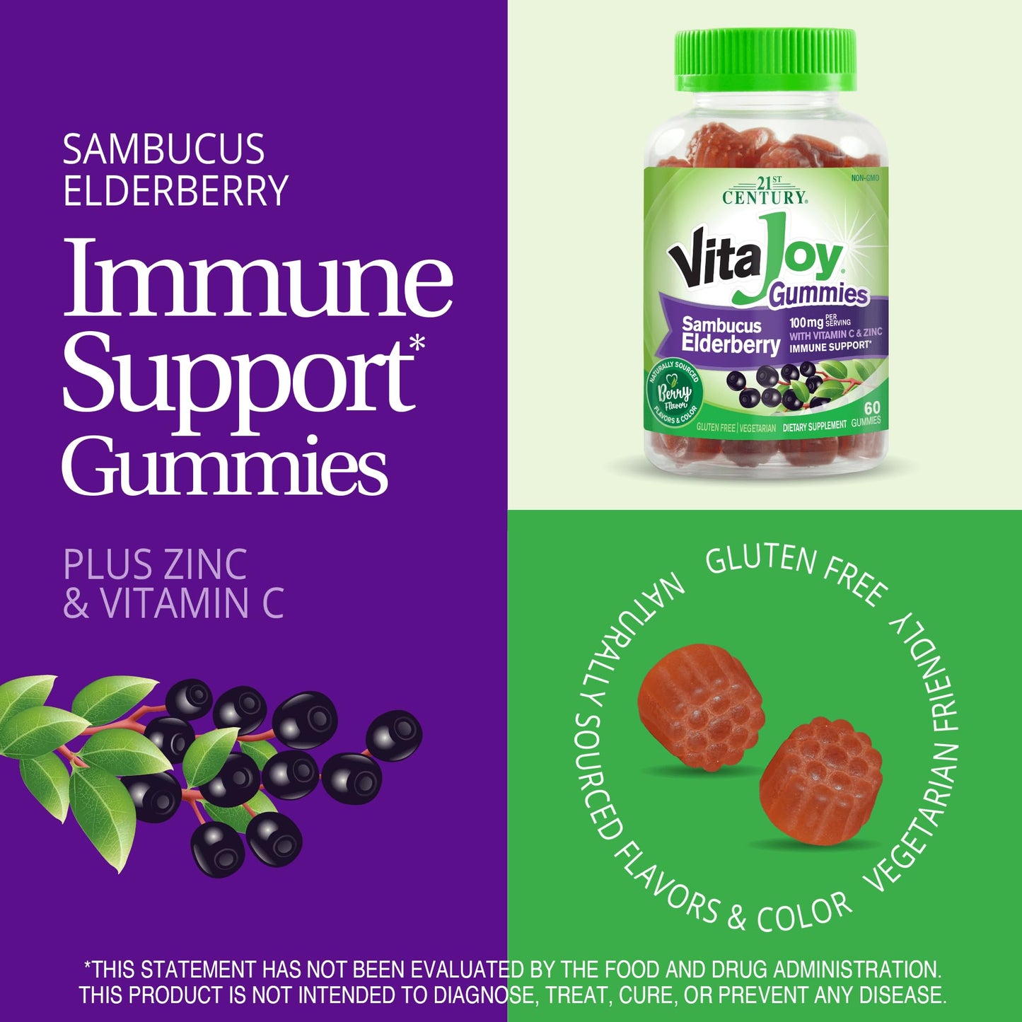 21st Century VitaJoy Sambucus Elderberry Gummies 60 Count