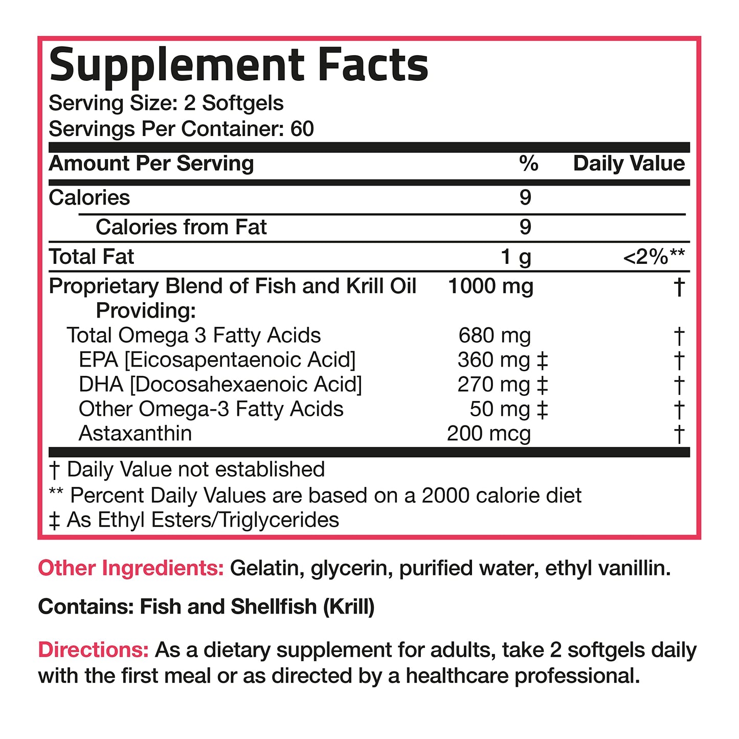 Bronson Omega-3 Fish + Krill Oil 1000 mg EPA DHA Astaxanthin Premium Blend Softgels, 120