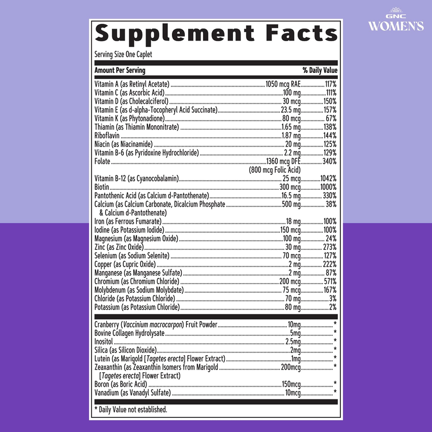 GNC Women's One Daily Multivitamin Essentials Caplets 60 Count