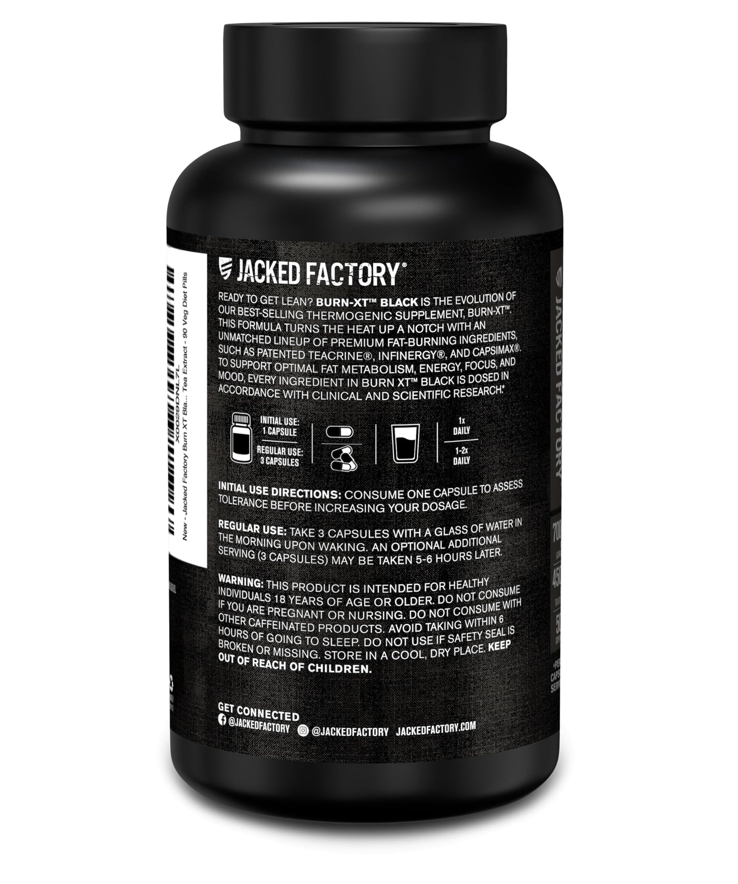 Jacked Factory Burn XT Black Thermogenic Fat Burner Capsule, 90 Count