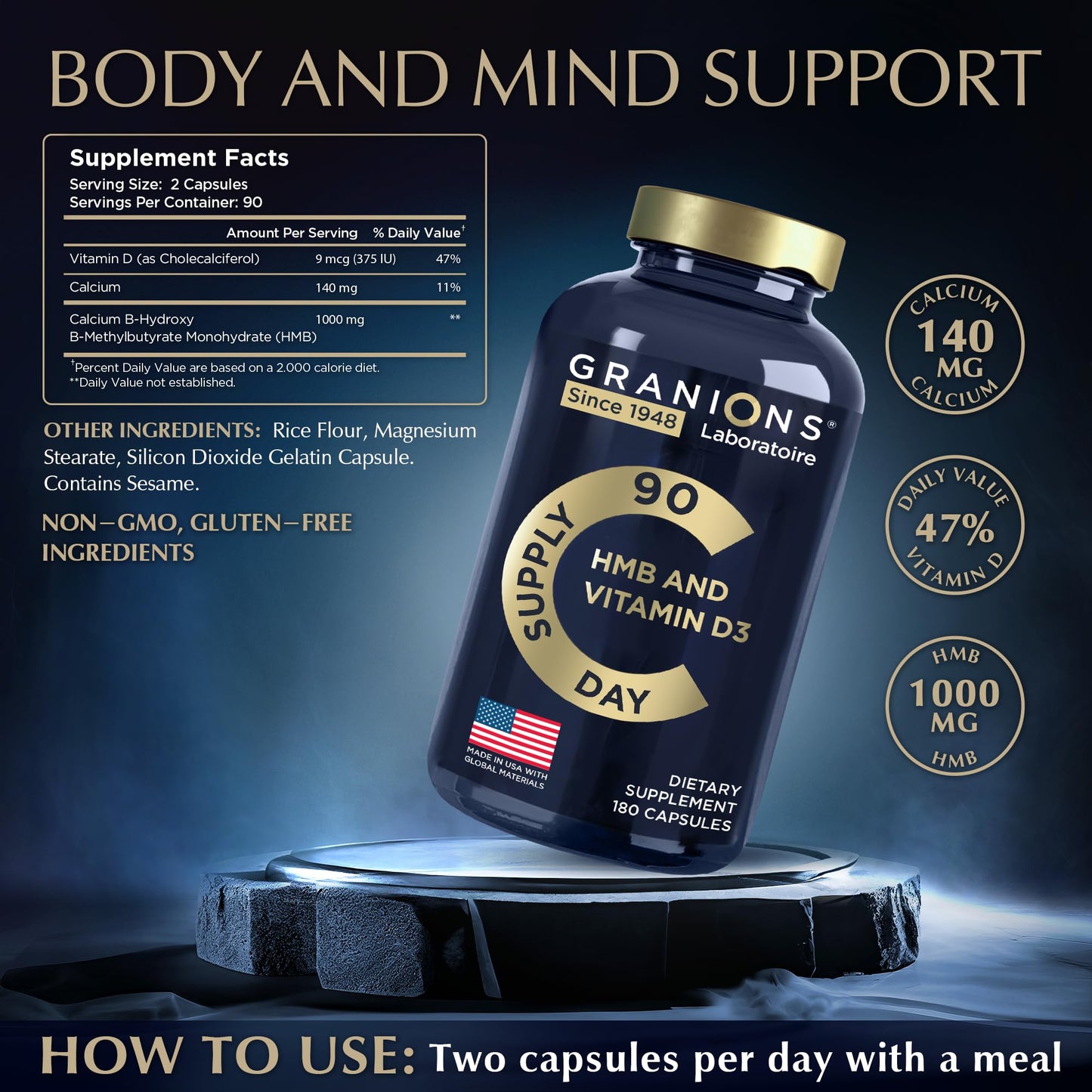 Granions Vitamin D3 HMB 180 Capsules