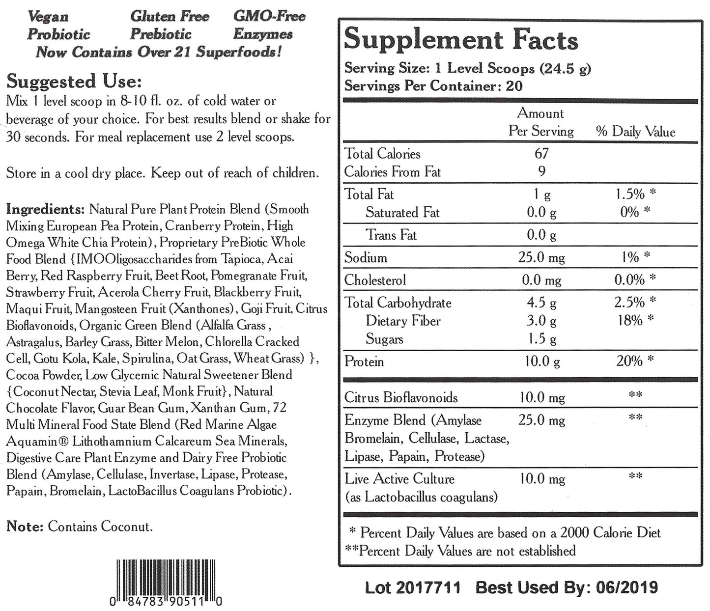 Wholistic Botanicals Pea Protein Vanilla Powder 1 Pound