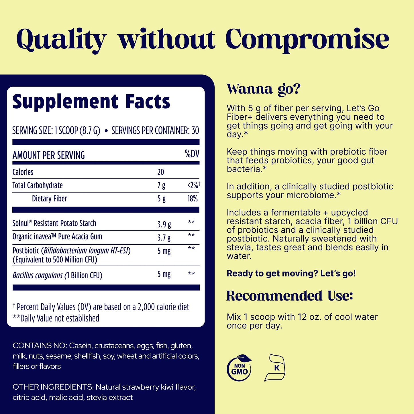 Enzymedica Let's Go Fiber Strawberry Kiwi Powder 9.21 oz