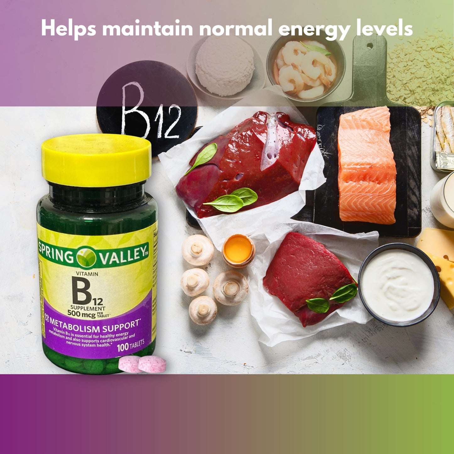 FUSION SHOP STORE Vitamin B12 500mcg Tablets, 100 Tablets