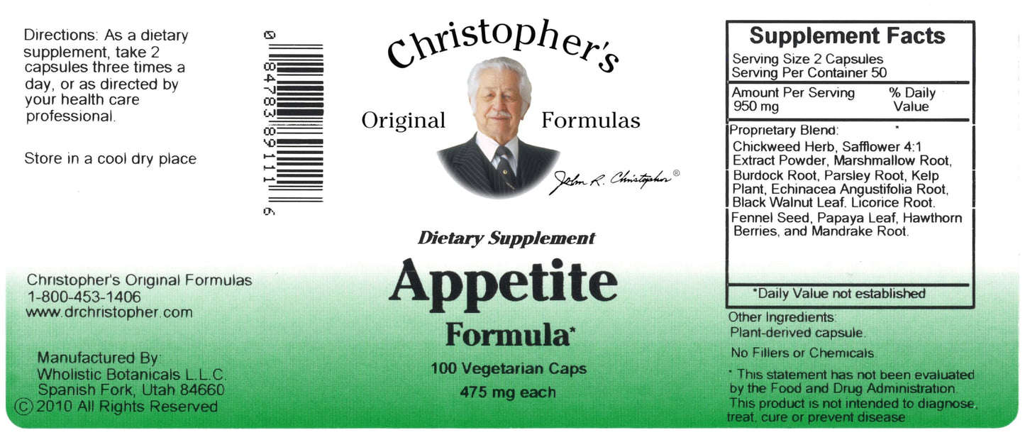 Christopher's Original Formulas Appetite Formula Capsule 100 Count